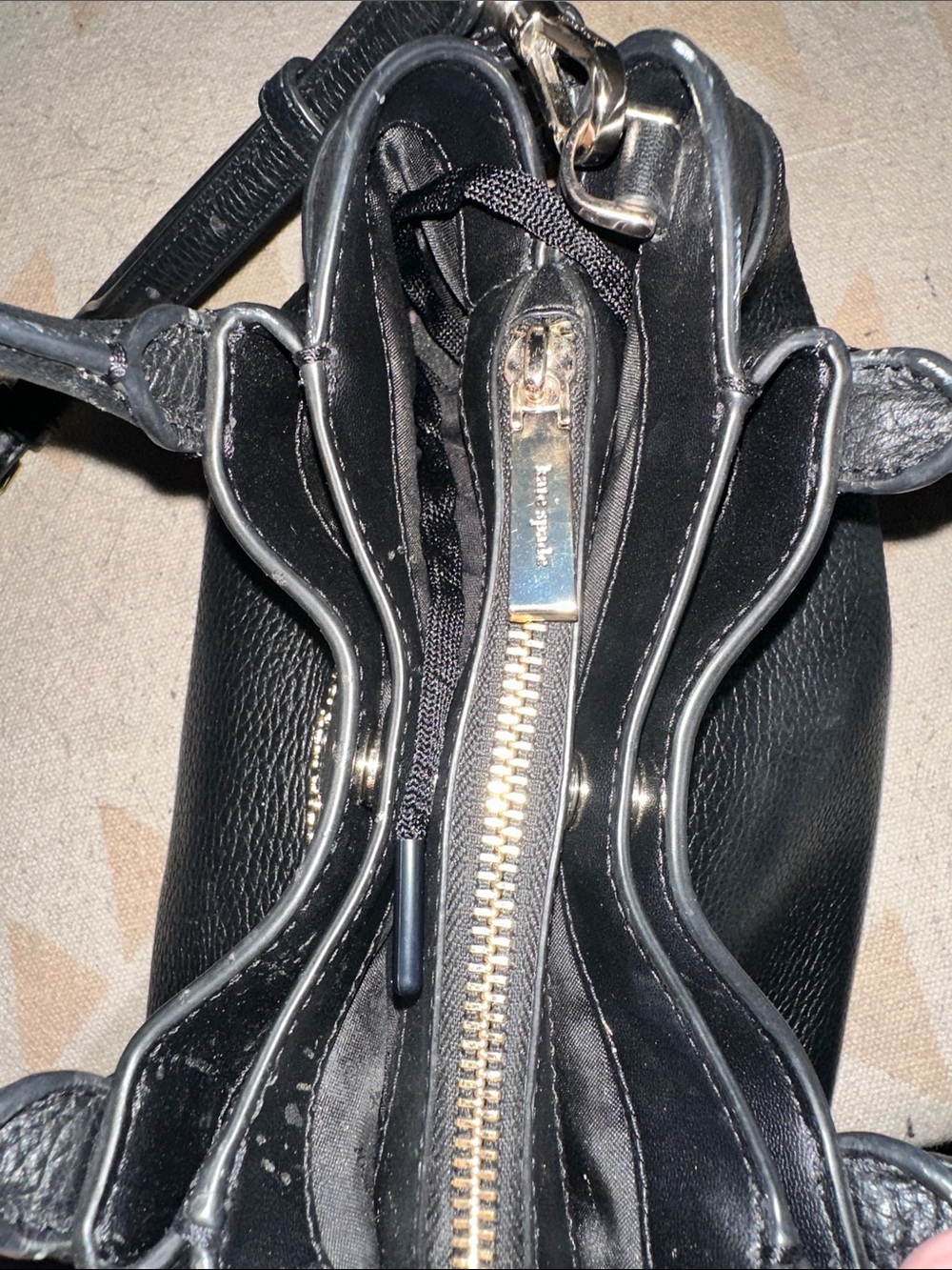 ♠️Kate Spade Dumpling Small Pebbled Leather Satchel Crossbody, Black - Picture 9 of 15
